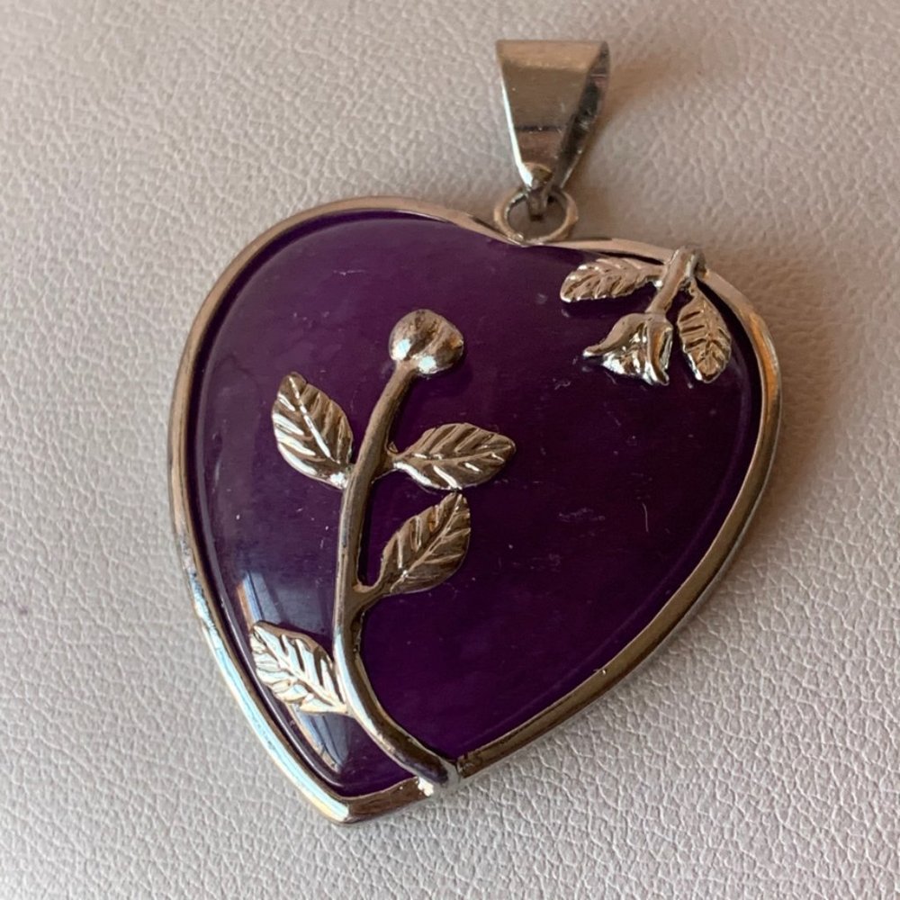 Vintage Genuine Amethyst Sterling Heart Pendant
